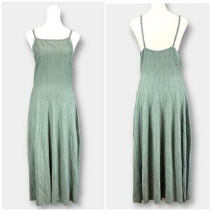 NWT Current Air Anthropologie Metallic Green Gray Spaghetti Strap Maxi D…